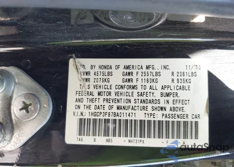 2011 Honda Accord 3.5 Ex-L z USA, uszkodzony, nr VIN 1HGCP3F87BA011471